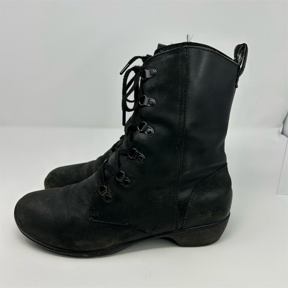Bogs Carrie Lace Mid Combat Boots Black Leather Waterproof Lace Up Size 10 - Picture 7 of 14